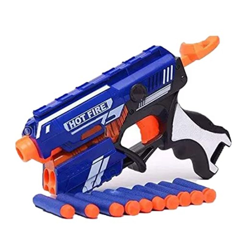 Toy Imagine™ Blaze Storm Hot Fire Dart Gun Toy With 10 Safe Soft Foam Bullet For Target Shooting Fun Activity Battle Fight Indoor & Outdoor Game Best Birthday Gift For Children Kids Boys & Girls.