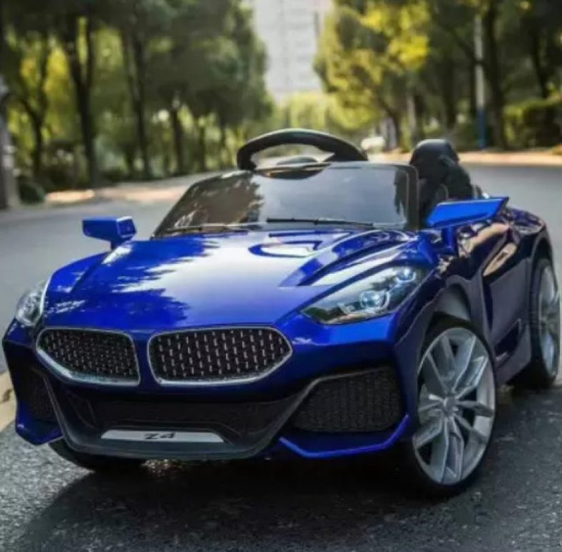 Smallboytoys Z4 Metallic Blue 1-5Yrs With Music, Lights, Safety Seat Belt, Remote Car Battery Operated Ride On(White)