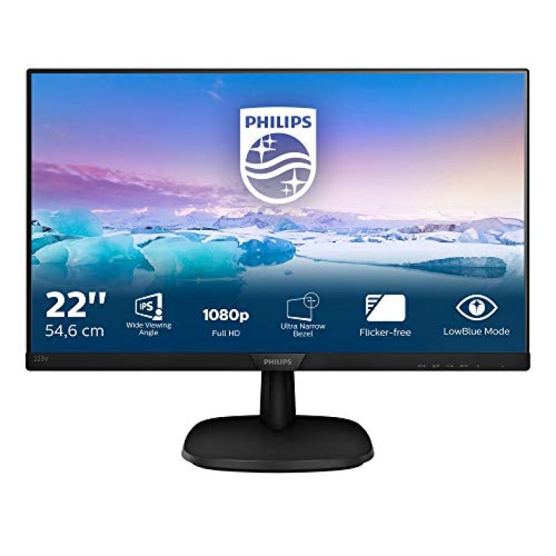 Philips 21.5-Inch Lcd Monitor With Led Backlight With Vga Port, Hdmi Port – 223V7Qhab (Black)