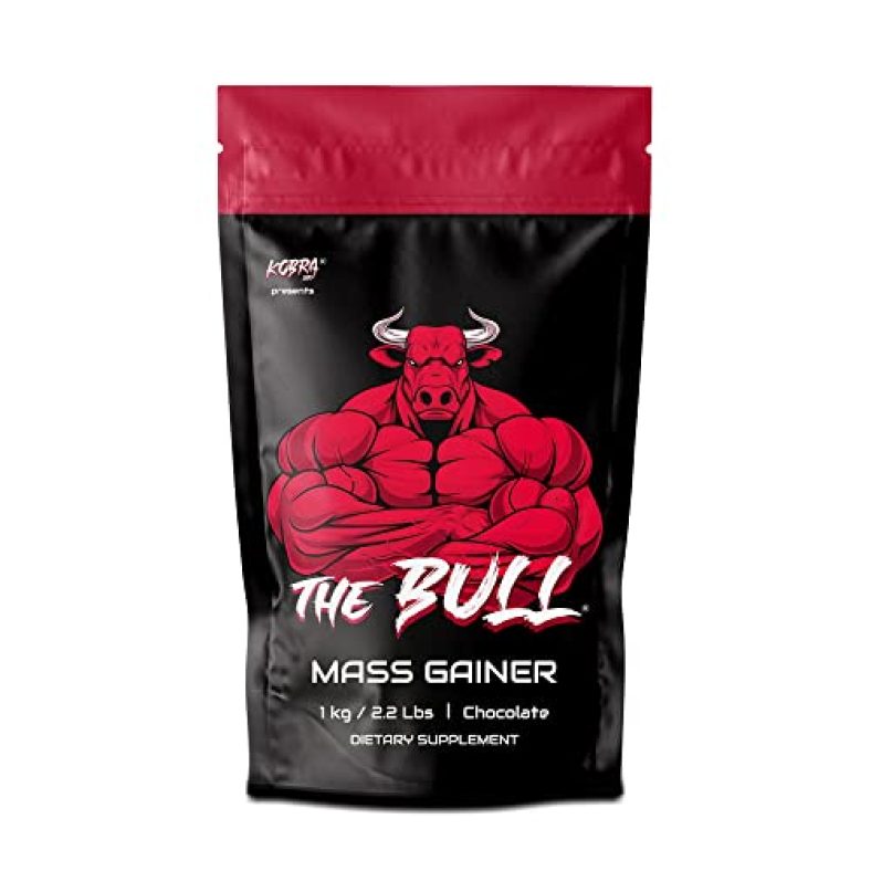 Kobra Labs The Bull Mass Gainer [1Kg, Chocolate] | Lean Whey Protein Muscle Mass Gainer | Complex Carbohydrates | 18Gm Protein, Reduces Muscle Breakdown | Boosts, Powder,Pack Of 1