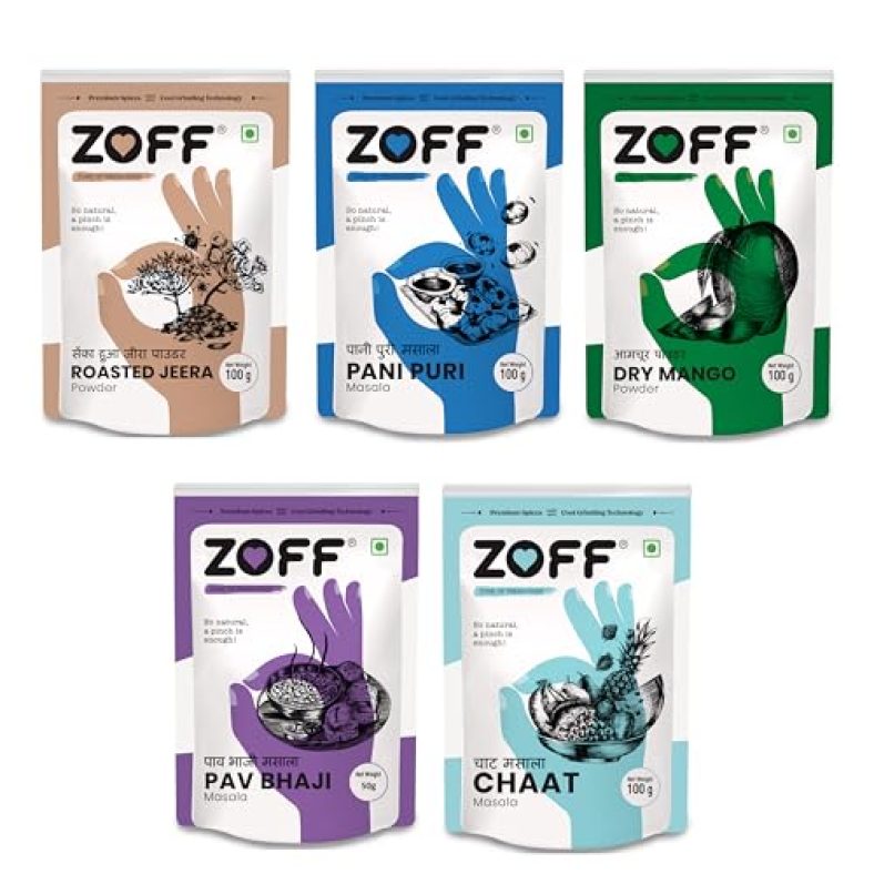 Zoff Chaat Starter Spices Kit 5 Exotic Blends | Pure & Fresh Masala | No Added Color Or Preservatives | 450Gm