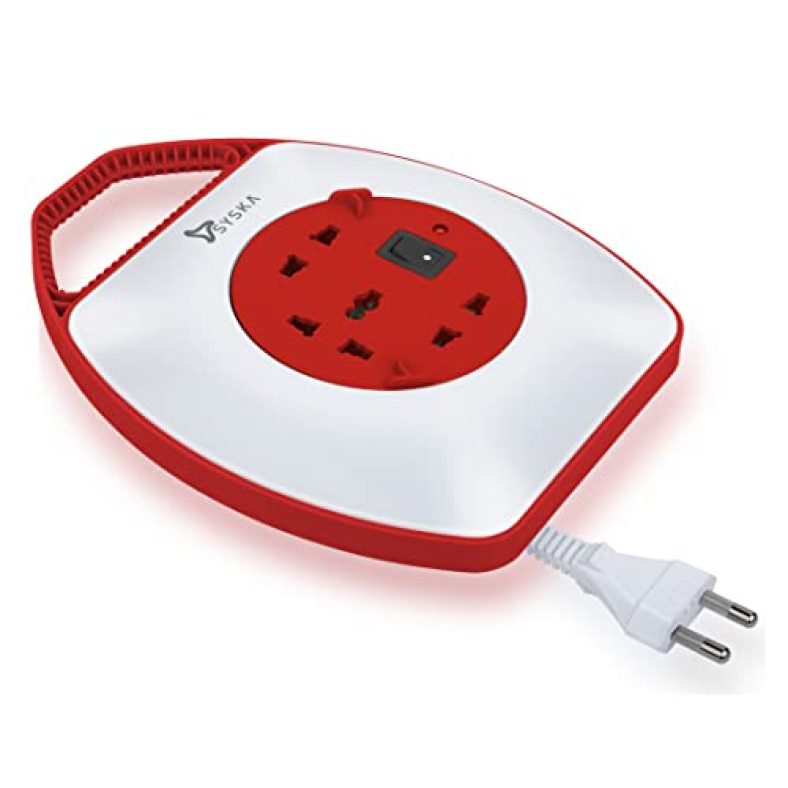 Syska Ssk-Pw-0302A-Wr Power Wheel With Surge Protection, Strong Abs Material Body, 4 Meter Long (White-Red)