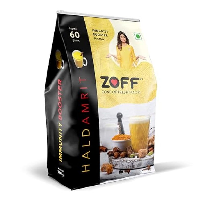 Zoff Haldamrit Immunity Booster | A Complete Premix With Cassia Quills, Green Cardamom, Clove, Ginger & Back Pepper | 100% Natural | Antioxidant | For 60 Glasses | Net Weight 120G