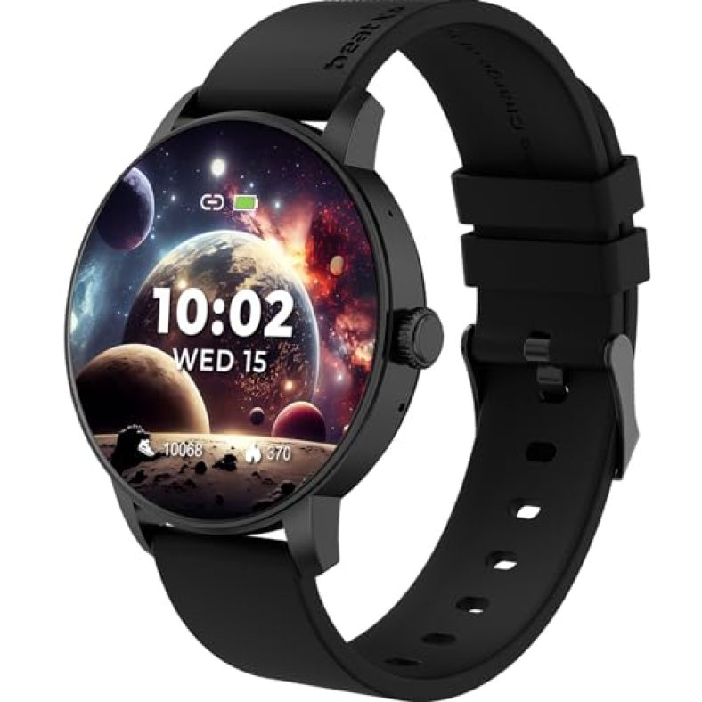 Beatxp Vector 1.30” Hd Display Bluetooth Calling Smart Watch, Rotary Crown, 320 * 320Px, 60Hz Refresh Rate, 100+ Sports Modes, Always On Display, 24/7 Health Tracking (Black)