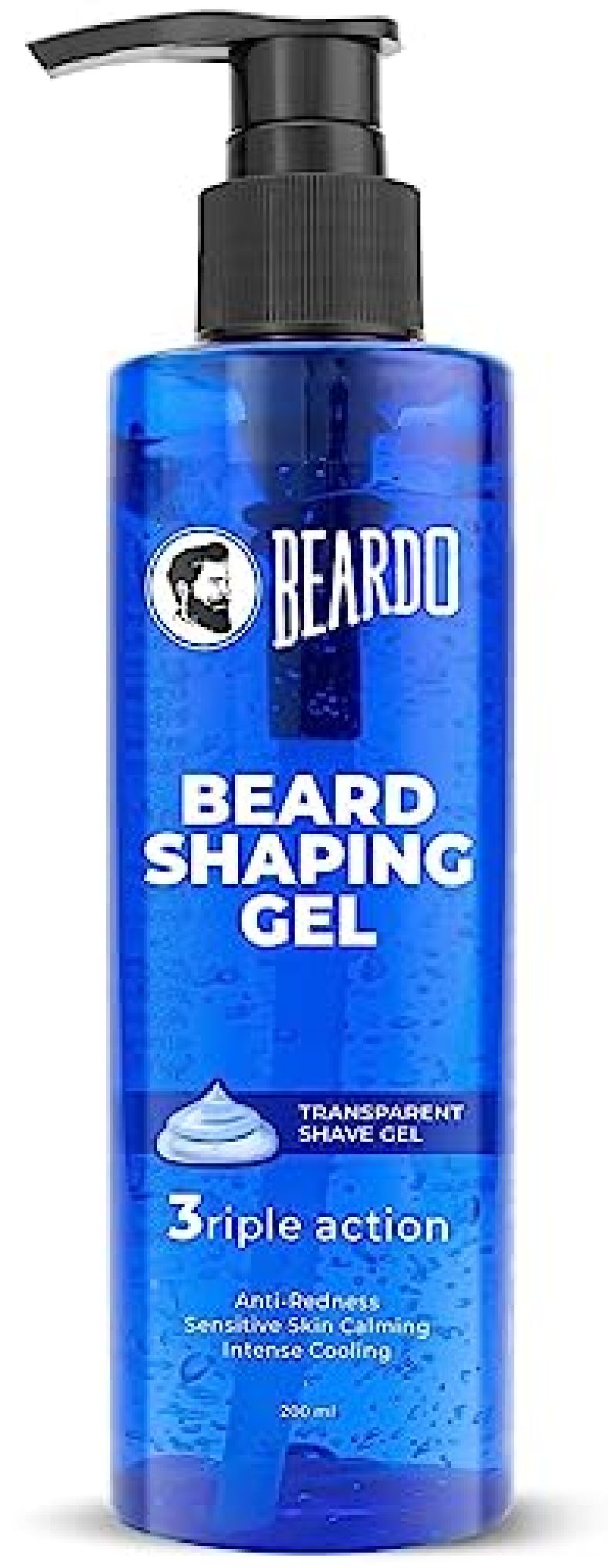 Beardo Beard Shaping Gel, 200Ml | 3Riple Action Transparent Shaving Gel For Men | Anti-Redness | Sensitive Skin Calming | Intense Cooling