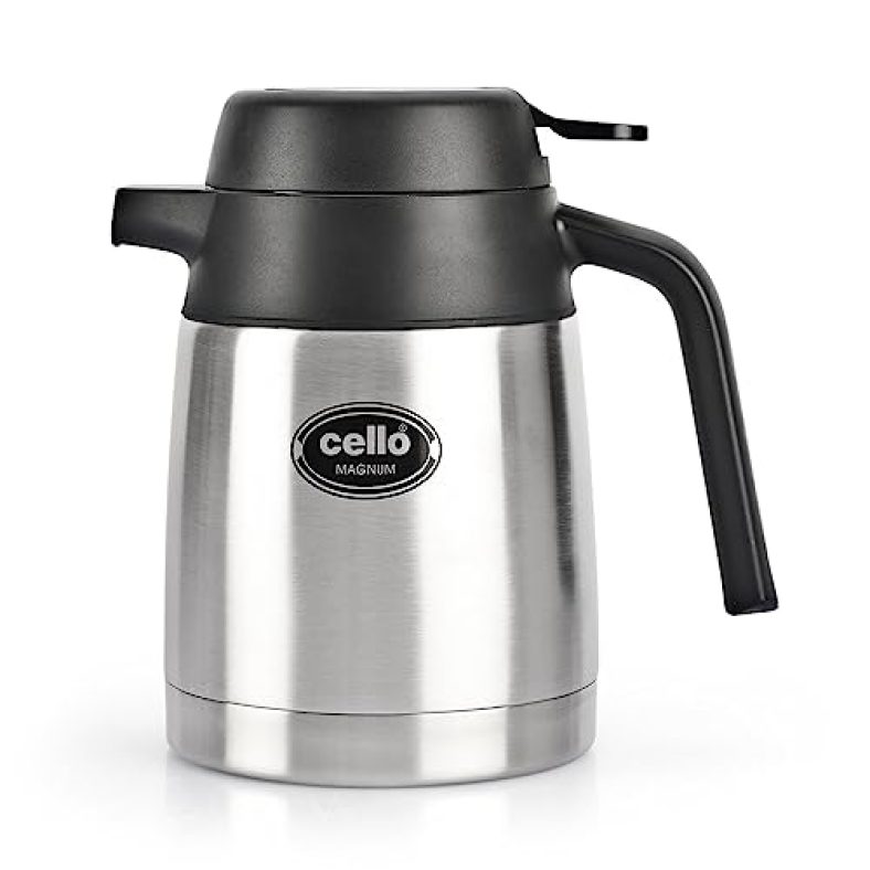 Cello Magnum Stainless Steel Double Walled Carafe, Insulated, 800Ml, 1 Unit, Silver