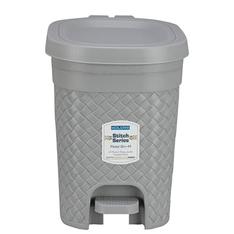 Kolorr Stitch Pedal Waste Bin Modern Design Trash Can Plastic Dustbin – 7L (Daiso Grey)
