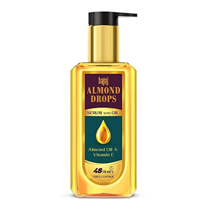 Bajaj Almond Drops Hair Serum For Women & Men With Almond Oil & Vitamin E | Provides Long Lasting Frizz Control | For 3X Softer Hair | 100Ml