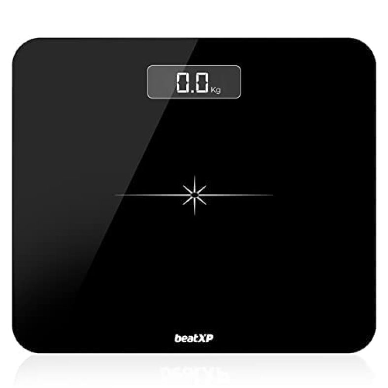 Beatxp Actifit Flare Digital Weighing Scale With Backlit Lcd Panel (Black), Electronic Weight Machine For Body Weight With 6 Mm Thick Tempered Glass (24 Month Warranty)