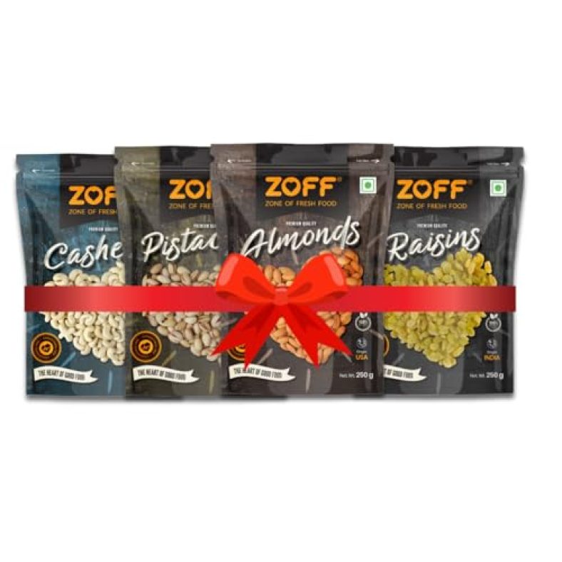 Zoff Nutty Delight: | Combo Of 4 | Each 250G | Almond, Cashew, Pista, And Raisin Goodness | Net Weight 1Kg