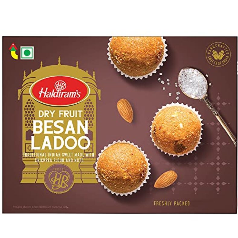 Haldirams Mithas Besan Ladoo – Dry Fruit, 400G, Indian Sweets Diwali Gift Pack