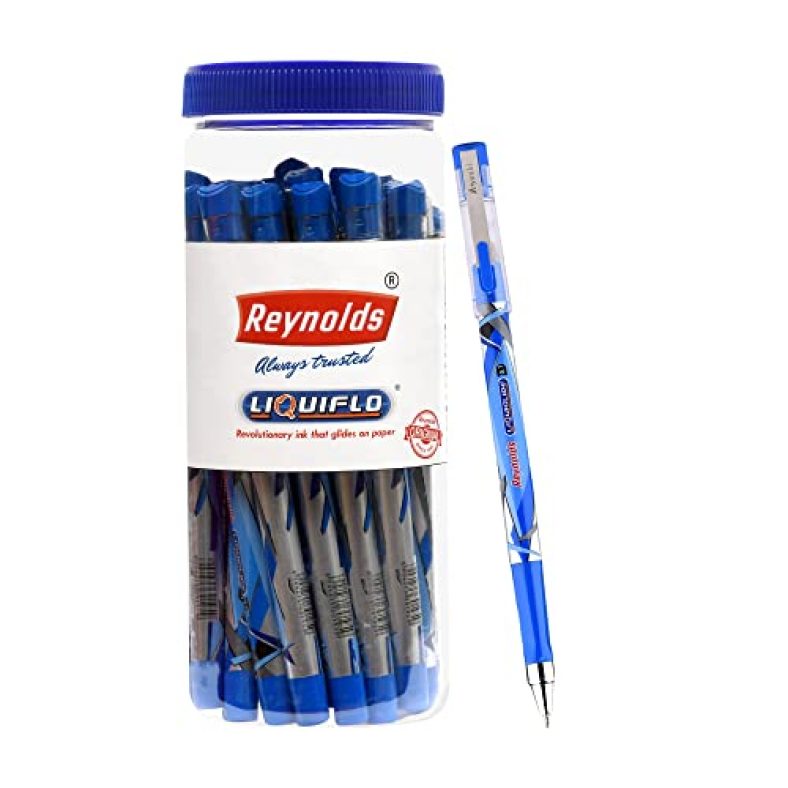 Reynolds Liquiflo 20 Ct Jar, Blue I Lightweight Ball Pen With Comfortable Grip For Extra Smooth Writing I School And Office Stationery | 1 Mm Tip Size