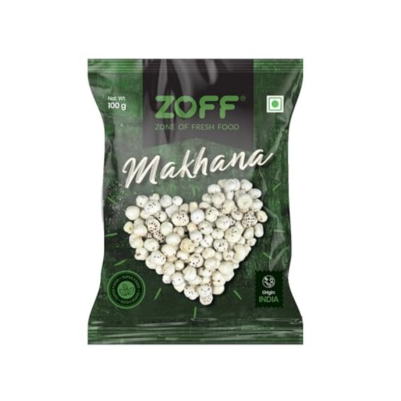 Zoff Lotus Seeds Pack Of 2: Indulge In Exquisite Crunchiness | 2 Packs Of Fox Nuts | Big Size Phool Makhana | Puffed To Perfection | 100G Each | Net Weight 200G | Pack Of 2