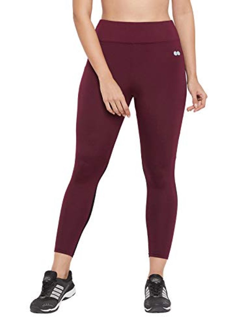 Clovia Women’S Slim Fit Polyester Activewear Sports Ankle Length Tights (Ab0047P09_Red_M)
