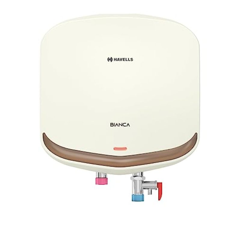 Havells Bianca 3 Litre 3 Kw Instant Water Heater With Flexi Pipe & 2 Year Comprehensive, 3 Year Warranty On Heating Element And 5 Year Warranty On Inner Container (Ivory Champagne Gold)