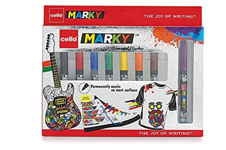 Cello Marky Permanent Marker-Pack Of 8|Permanent Marker Pens|Set Of 8 Ink Colors Marker Pen|Stationery Markers Markers|Multicolor