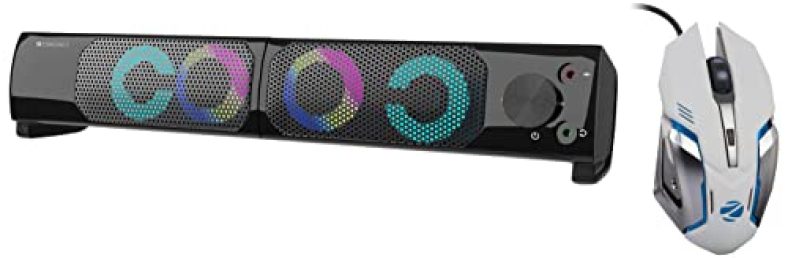 Zebronics Zeb Wonderbar 10 Usb Powered 2.0 Computer Speaker With Rgb Lights & Zeb-Transformer-M Optical Usb Gaming Mouse With Led Effect(White)