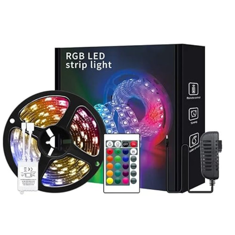 One94Store 5 Meter Led Strip Lights 150 Led Rgb Strip Light With Adaptor Operated With 16 Modes Remote Controller Multicolor Led Lights For Home Decoration, Bedroom,Living Room, Hotels & False Ceiling
