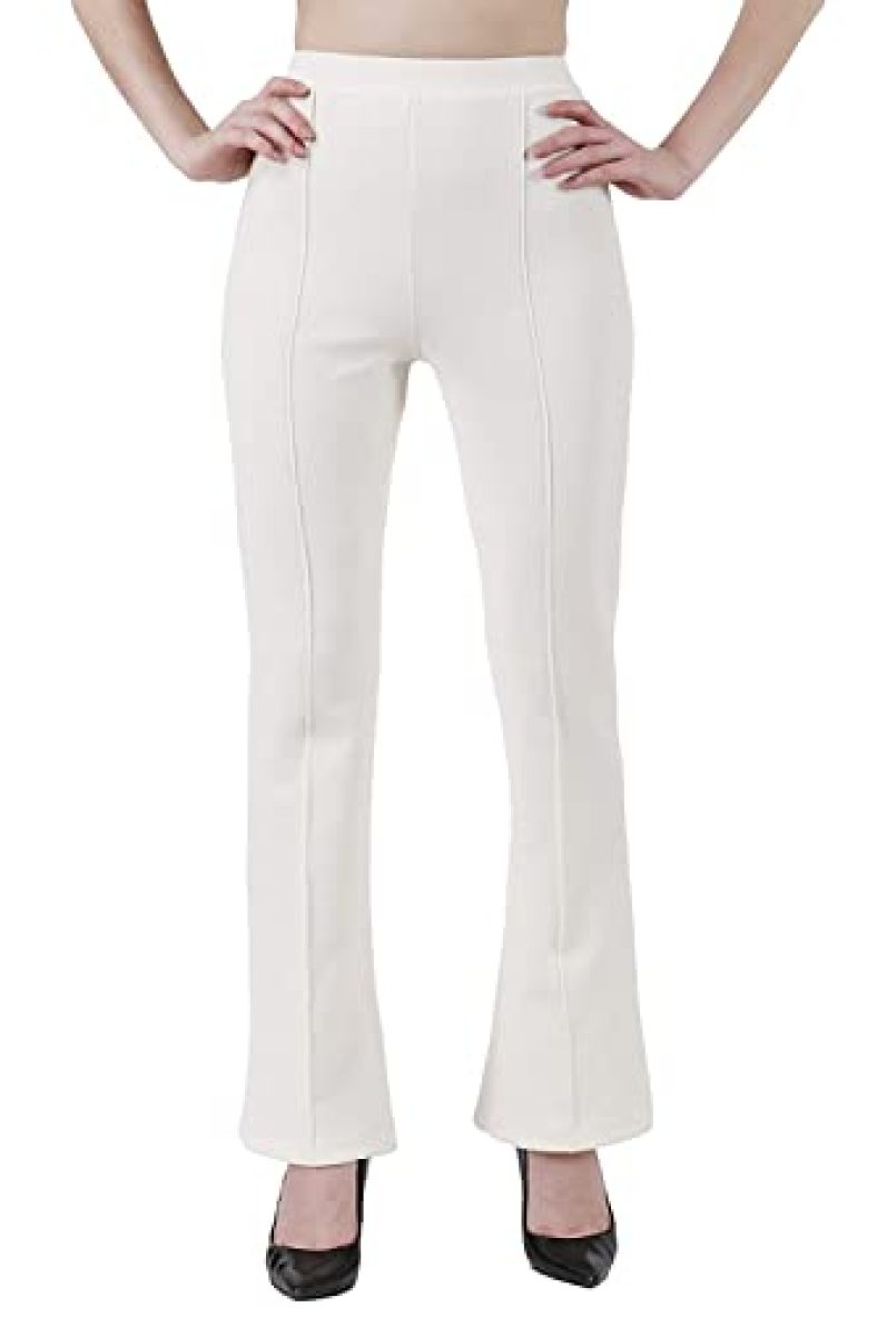 Greciilooks Women’S Regular Trousers (Gl-Tr-701_White_S)