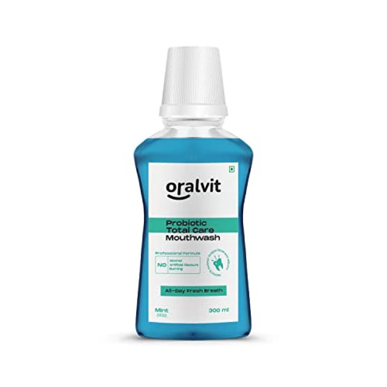 Oralvit Probiotic Total Care Mouthwash With Mild Mint | No Alcohol, No Burning Sensation, No Artificial Flavour | For Men & Women – 300Ml