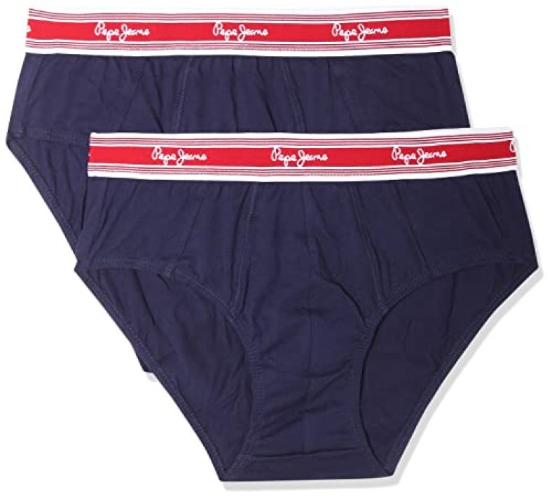 Pepe Jeans Innerwear Men’S Solid Cotton Antibacterial Brief (Pack Of 2) True Blue
