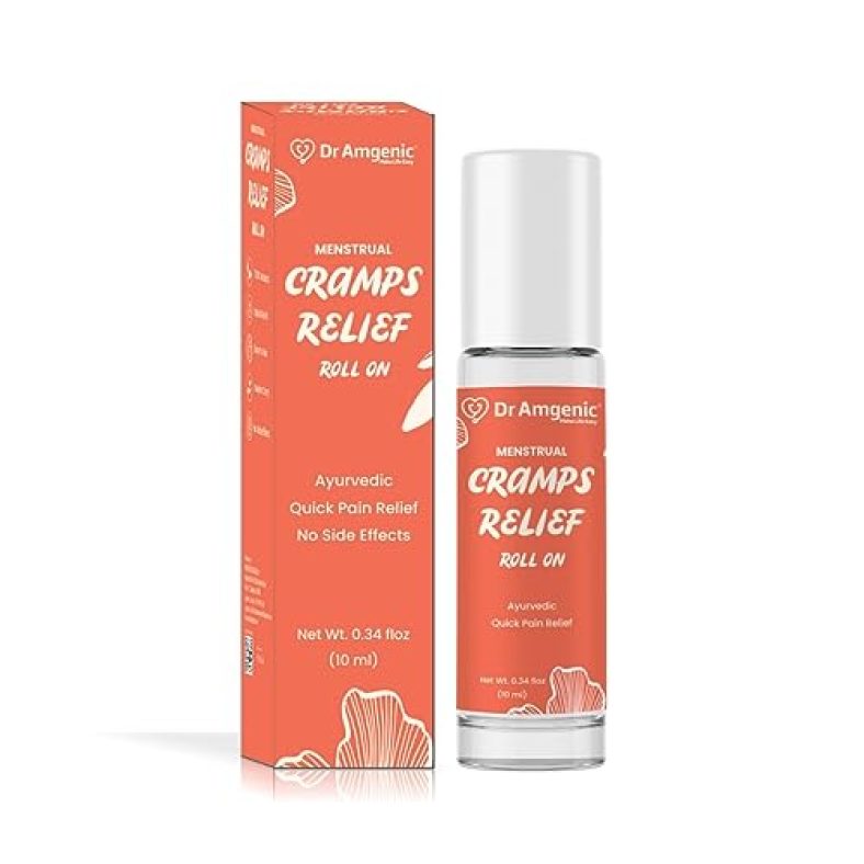 Dr. Amgenic Menstrual Cramps Relief Roll On | Quick Relief For Menstrual Cramps | Ayurvedic Ingredients Based Relief Roll On – 10Ml
