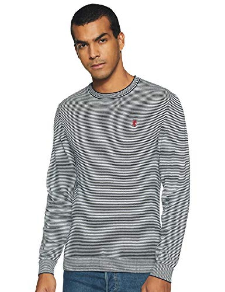 Red Tape Men’S Cotton Sweater (Rfw0094_Navy White_Xl)