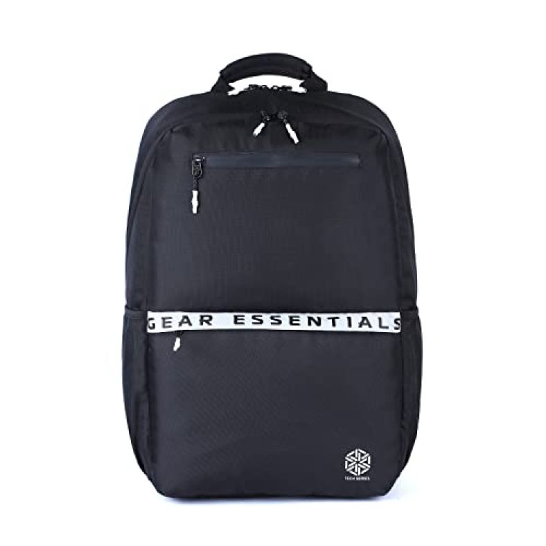 Gear Logi-Q 27L Medium Water Resistant Anti-Theft Laptop Bag/Backpack/Office Bag With Trolley Sleevefor Men/Women (Black-White)