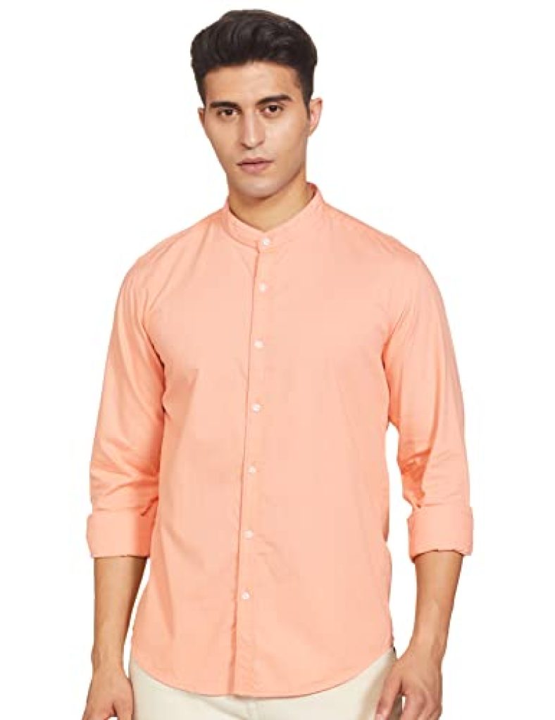 Diverse Men’S Slim Fit Cotton Casual Shirt (Dcmcf11Sc19L42-3014X_Peach L)