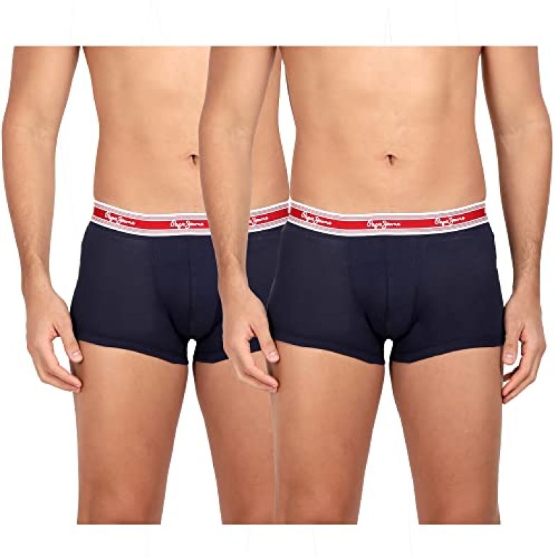 Pepe Jeans Innerwear Men’S Cotton Trunks (Pack Of 2) (Clt03-02_True Blue_True Blue_70-75_True Blue_75 Cm)