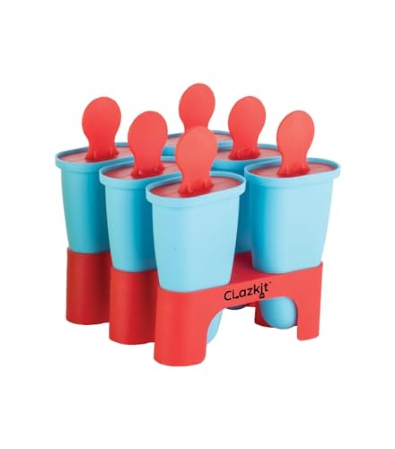 Clazkit Set Of 6 Plastic Reusable Ice Pop Makers, Homemade Popsicle/Frozen Ice Cream/Kulfi Candy For Children & Adults – Multicolor