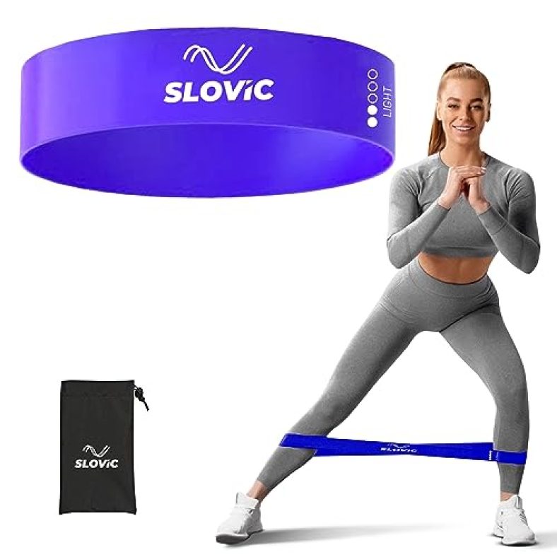 Resistance Loop Bands By Slovic 100% Natural Latex Exercise Bands With 1 Year Warranty Mini Resistance Loop Band For Full Body Exercises – Blue