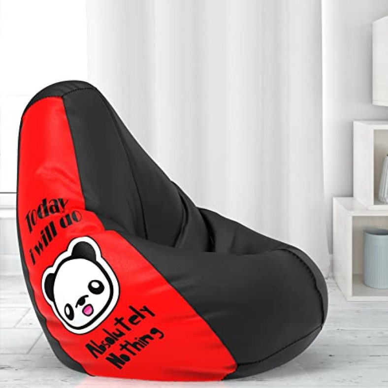 Comfybean Bag With Beans Filled Xxl- Official: Jack & Mayers Bean Bags – For Teenagers – Max User Height : 4.5-5 Ft.-Weight : 45-50 Kgs(Model: Absolutely Nothing – Black Red)