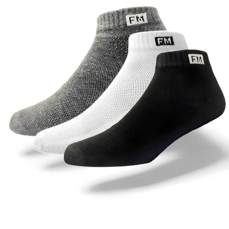 Fitness Mantra® Originals Men’S Special Design Sneaker Length Socks |Free Size |Pack Of 3 Pairs | Winter Wear Socks|