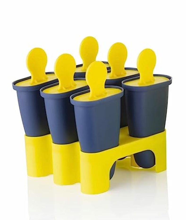 E-Cosmos Set Of 6 Plastic 100% Food Grade Homemade Reusable For Home, Kitchen, Ice Lolly Mould,Popsicle Frozen Ice Cream, Ice Pop Makers, Kulfi Candy Mould Tray For Children & Adults – Multicolor