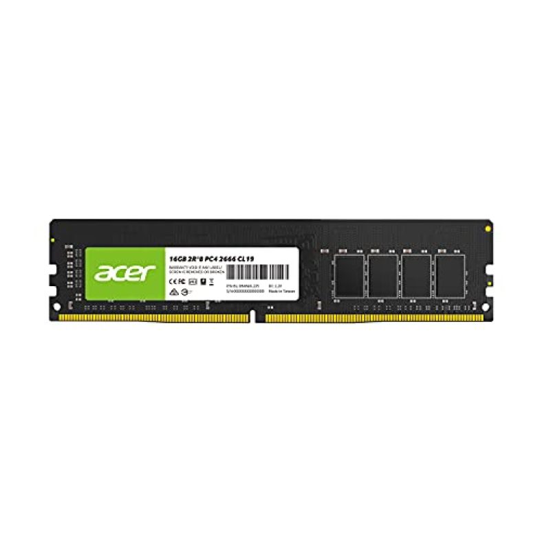 Acer Ud100 U-Dimm 2666Mhz 16Gb 19-19-19-43 1R*16 Desktop Ram, Black