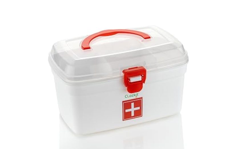 Clazkit Bpa-Free Emergency Indoor Outdoor Medical Utility Cabinet Organizer Detachable Tray Medical Box (White)