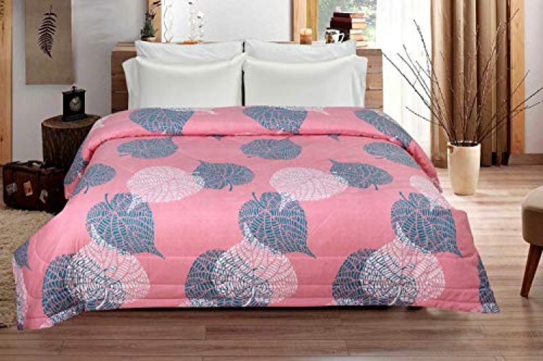 Bsb Home® 2Nd Gen 220 Gsm Microfiber Reversible Ac Comforter/Blanket For Winter/Quilt/Duvets For King Size Double Bed (230X250 Cm,Light Green And Pink)