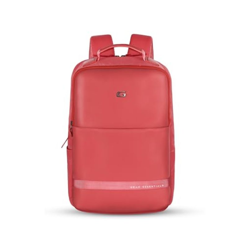 Gear Elevate Faux Leather 20L Water Resistant Anti-Theft Laptop Bag/Backpack/Office Bag With Raincover For Men/Women (Pink)