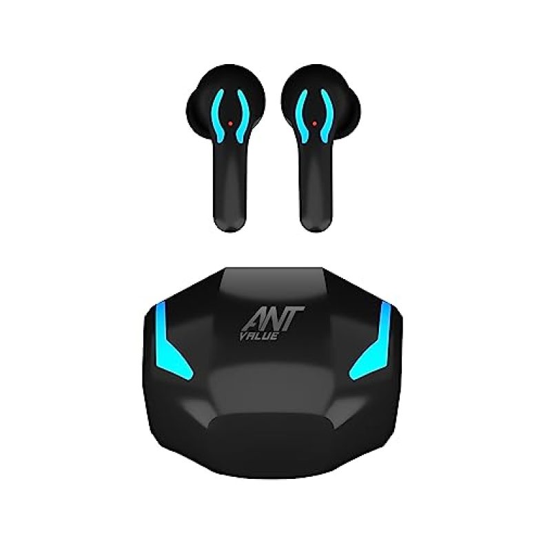 Ant Value Wave 50 Tws,Wireless Earbuds Bluetooth 5.3 Headphones With 40Ms Ultra Low-Latency, Noise Reduction Comes With Upto 40 Hrs Talk Time, Ergonomic Design, Dual-Mode Earbuds Suitable For Gamers