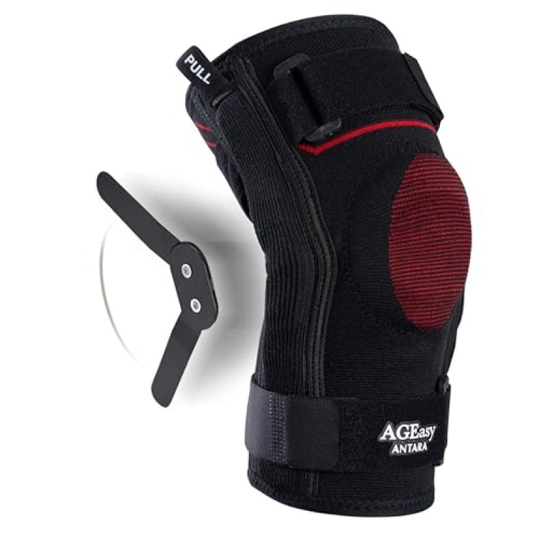 Ageasy Comfort Hinged Knee Brace | Knee Support For Men And Women | Inner Cotton Lining For Skin Comfort | Durable Hinge For Better Support | 4-Way Stretch | A Max Group Company | Knee Caps For Women And Men (L)