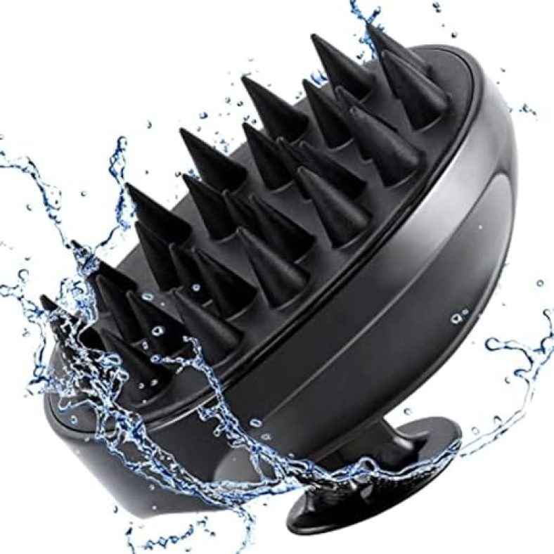 E-Cosmos Hair Scalp Massager Shampoo Brush With Soft Silicone Bristles Kitchen For Anti Dandruff Removal Head Massager Prevents Hair Loss For Men, Women (Black)