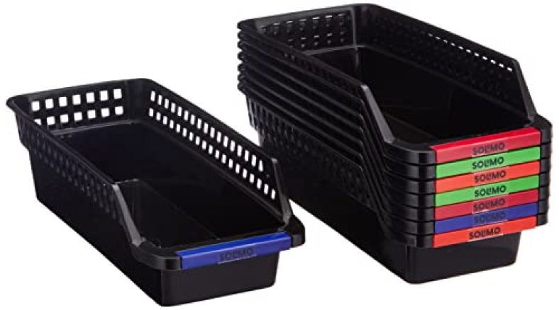 Amazon Brand – Solimo Storage Bins With Handle For Stationery And Beauty Products (Set Of 4, Brown)