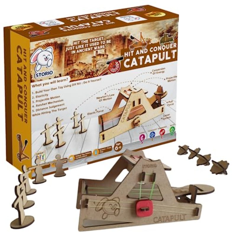 Storio Catapult Stem Diy Fun Toy For Kids 6 To 14, Best Birthday Gift Toy For Boys & Girls Age 6-8-10-12, Science Toy, Educational Based Activity Game, Made In India
