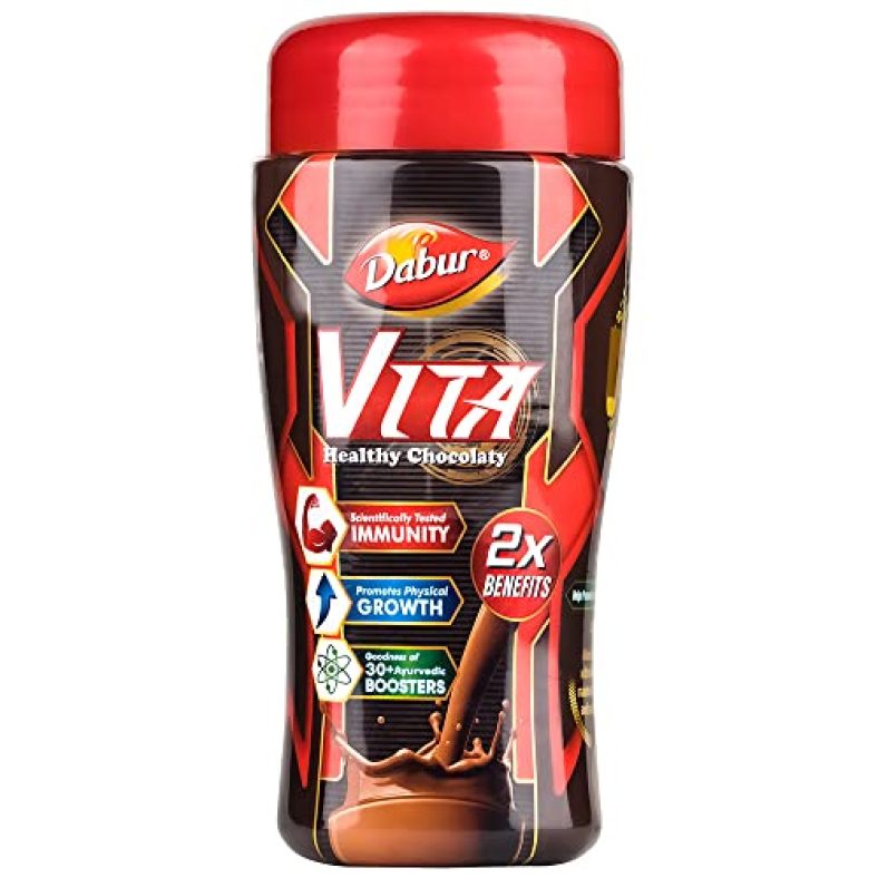Dabur Vita – 500G Jar | Chocolate Health Drink For Physical Growth, Bone & Muscle Growth, Brain Health | Nutrition Drink For Wholesome Growth | Power Of 30+ Ayurvedic Health Boosters