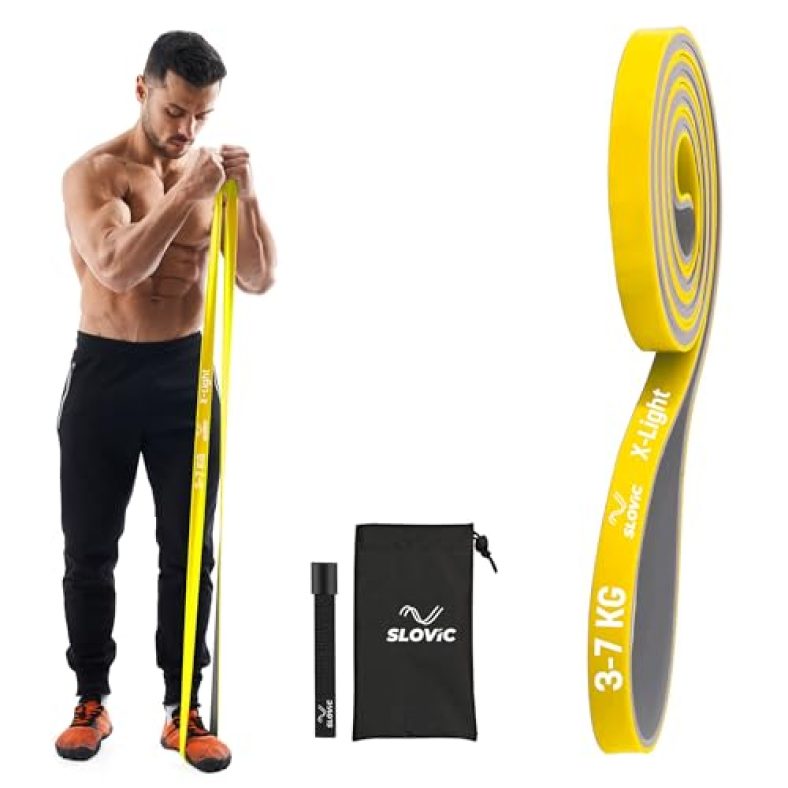 Slovic Dual Color Heavy Resistance Band (Yellow & Grey) For Workout Set Exercise & Stretching Pull Up Bands For Home Exercise Toning Loop Bands For Gym Men & Women Resistance Bands (With Door Anchor)