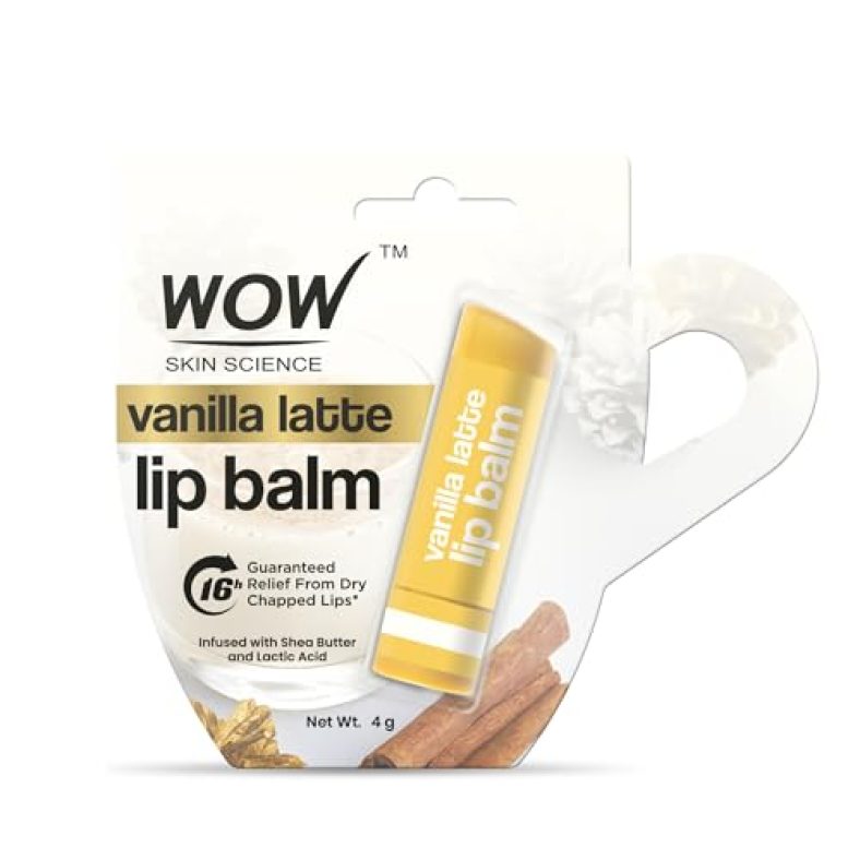 Wow Skin Science Vanilla Latte Lip Balm | Softens Dry & Chapped Lips | Protects Lips From Dryness | Long Lasting Moisturization |Prevent Flaky Lips | 16Hrs Guaranteed Relief From Dry Chapped Lips | 4G