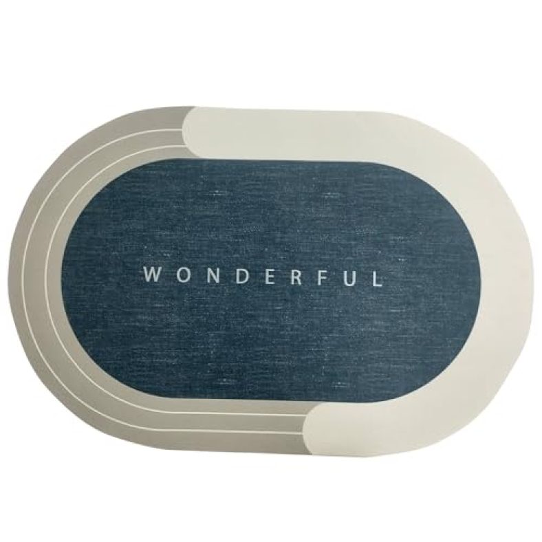 Status Contract Water Absorbing Mat For Bathroom Quick Dry Rubber Backed Anti-Slip Floor Mat Non Slip Mat For Home, Kitchen (40 X 60 Cm) (Blue)