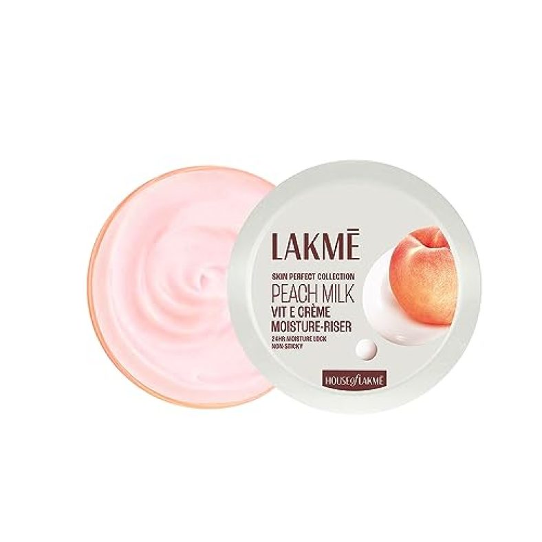 Lakme Peach Milk, Soft Creme Face Moisturizer, 100G, For Soft, Glowing Skin, With Vitamin E & Peach Milk Extract, 24Hr Moisture Lock, Lightweight, Non-Sticky, Non-Oily, All Skin Types