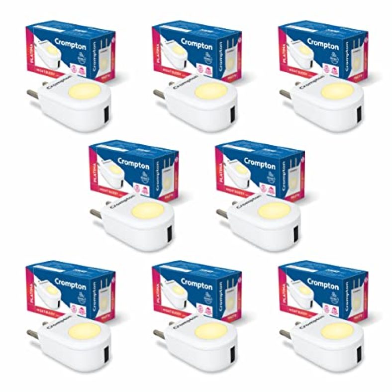 Crompton Night Buddy 0.5W With Usb Charge Natural White Pack Of 8